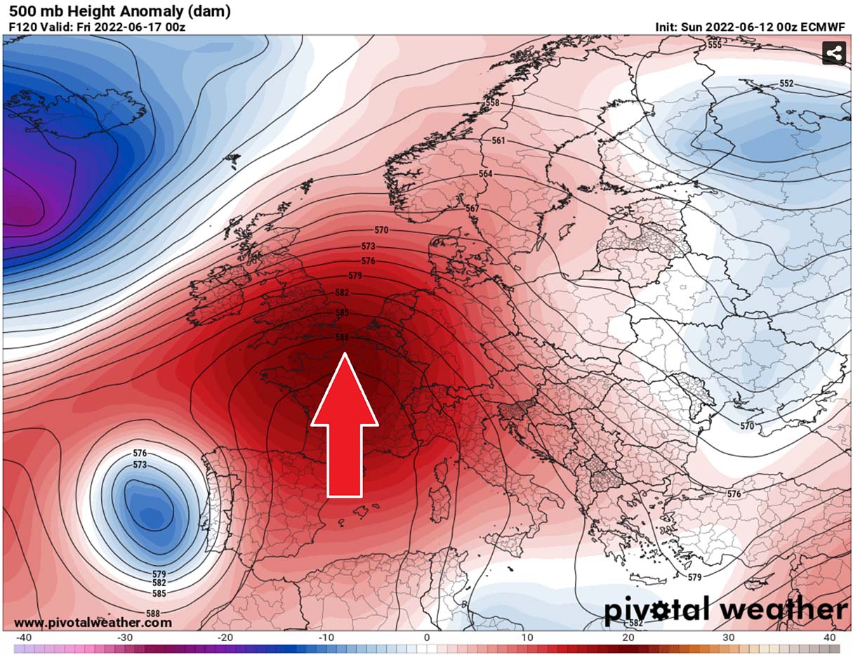 July 2022 heat dome temperature gradient europa